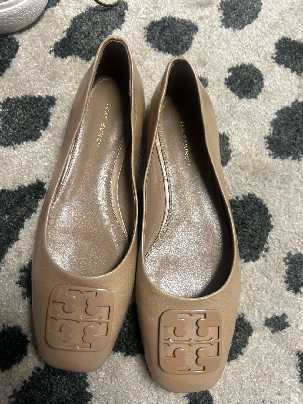 Tory Burch Women's Camel/Tan Leather Logo Ballet Flats